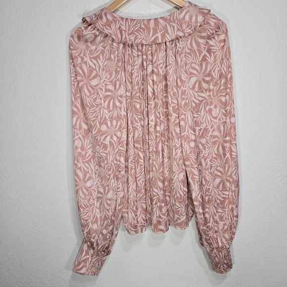 Anthropologie Florence Balducci Large Pink Floral Long Sleeve Blouse NWT - Picture 10 of 10